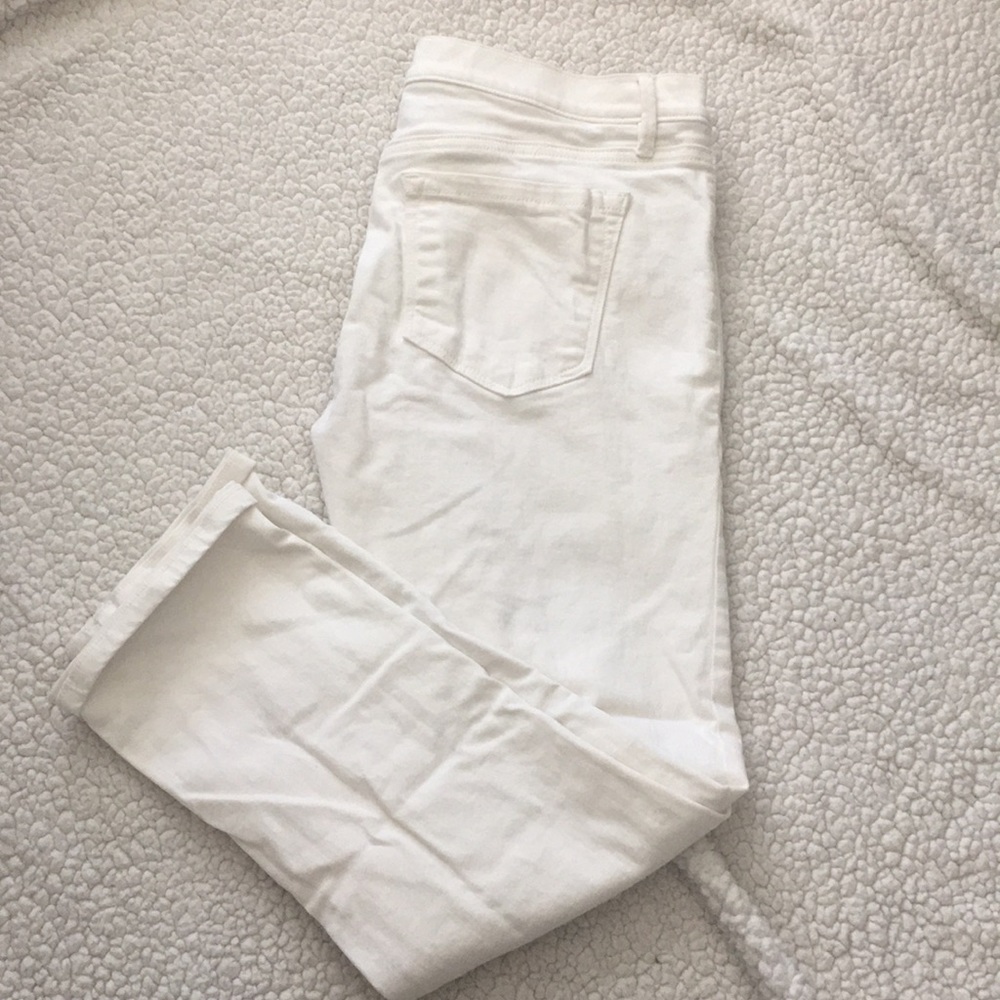LOFT outlet white cuffed cropped jeans